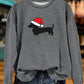 Cute Christmas Dachshund Print Sweatshirt
