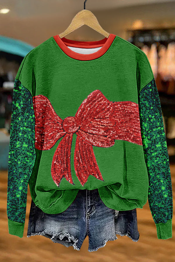 Shiny Christmas Gift Print Sweatshirt