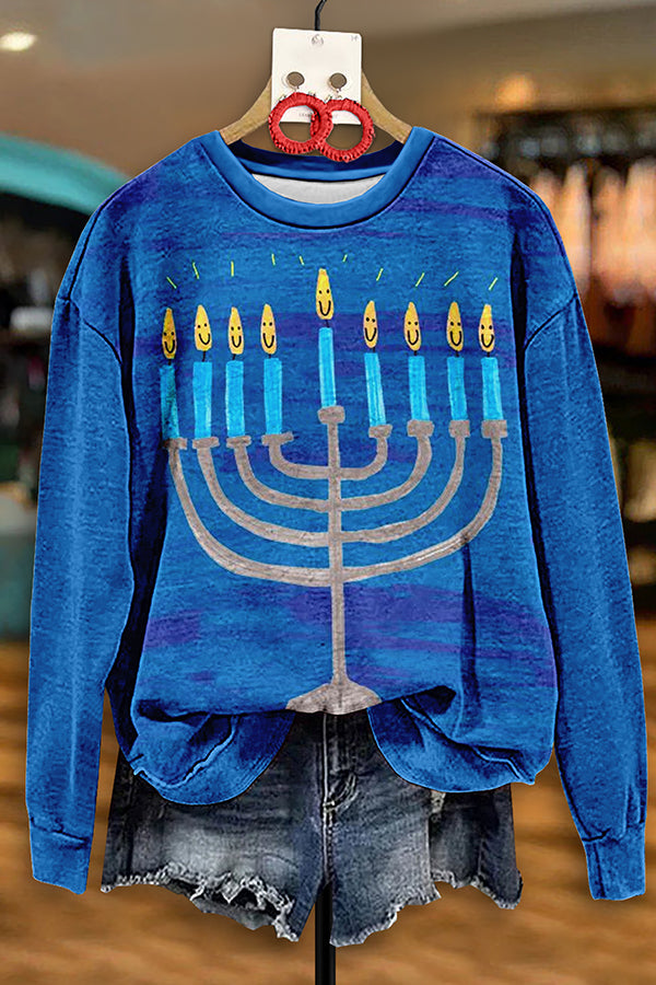 Retro Candlestick Print Sweatshirt