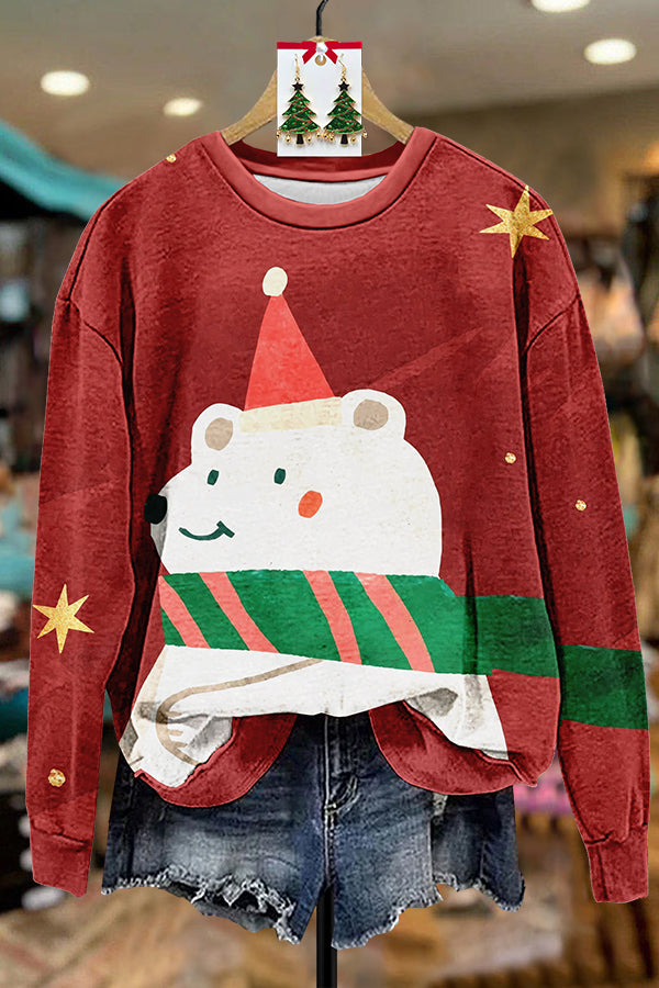 Christmas Bear Print Sweatshirt